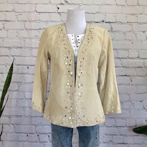 NWT Bradley Bayou Embellished Sued Jacket